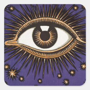 Art Nouveau Magic Eye & Stars Vintage illustration Square Sticker