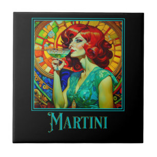 Art Nouveau Martini Ceramic Tile