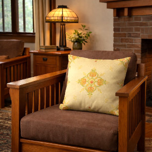 Art Nouveau Mission Style Bands of Tulips pattern Cushion