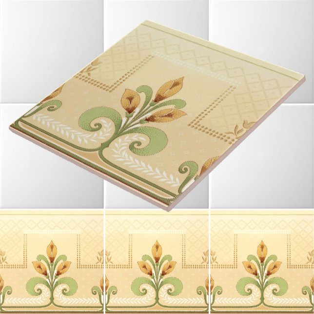 Art Nouveau Mission Style Floral Bouquet Frieze Ceramic Tile (Creator Uploaded)
