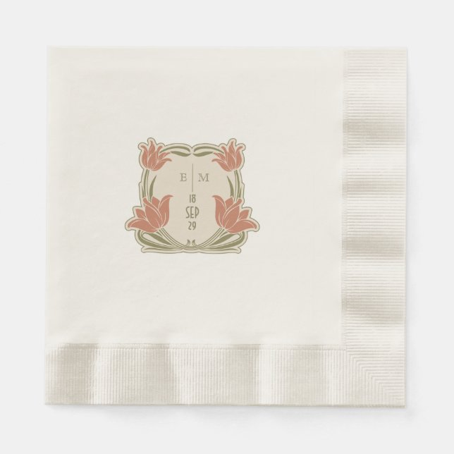 Art Nouveau Monogram Initials Table Decor Napkin (Front)