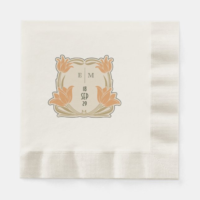 Art Nouveau Monogram Initials Table Decor Napkin (Front)