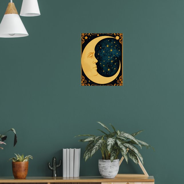 Art Nouveau Moon Illustration Poster (Living Room 1)