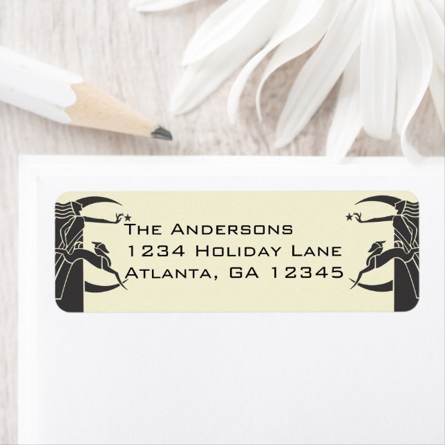 Art Nouveau Moon Woman Star Deer Address Labels (Insitu)