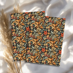 Art nouveau Morris fall autumn leaves pastel green Tissue Paper