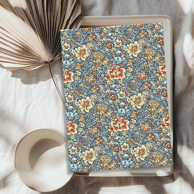 Art nouveau Morris ivory copper pastel blue flower Tissue Paper (Art nouveau Morris ivory copper pastel blue flower Tissue Paper)