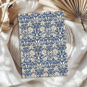 Art nouveau Morris navy blue and ivory pastel Tissue Paper