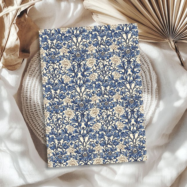 Art nouveau Morris navy blue and ivory pastel Tissue Paper (Art nouveau Morris navy blue and ivory pastel Tissue Paper)