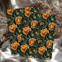 Art nouveau Morris pastel green orange flowers