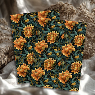 Art nouveau Morris pastel green orange flowers Tissue Paper