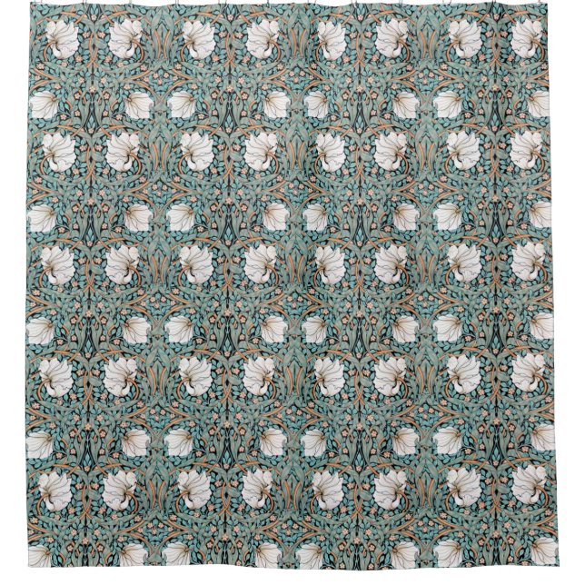 Art Nouveau Morris Pimpernel Floral Shower Curtain (Front)
