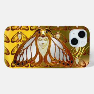ART NOUVEAU MOTH WOMAN GEM MONOGRAM iPhone 15 CASE