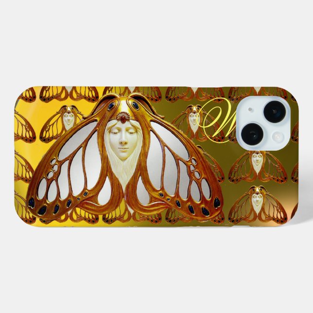 ART NOUVEAU MOTH WOMAN GEM MONOGRAM Case-Mate iPhone CASE (Back (Horizontal))