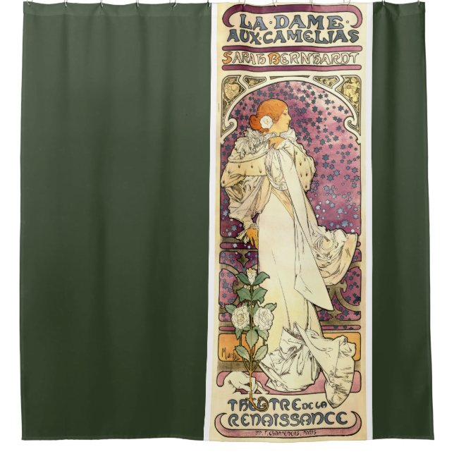 Art Nouveau Mucha Bernhardt Flowers Shower Curtain (Front)