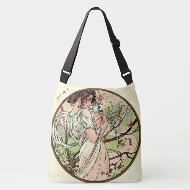 Art Nouveau Mucha Calendar May Crossbody Bag (Front)