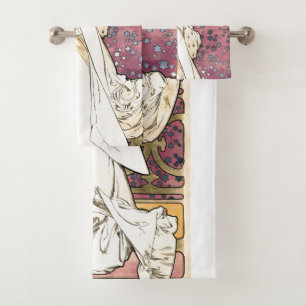 Art Nouveau Mucha La Dame aux Camilias Bath Towels
