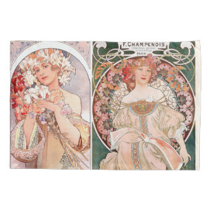 Art Nouveau Mucha Ladies Floral Pillowcase