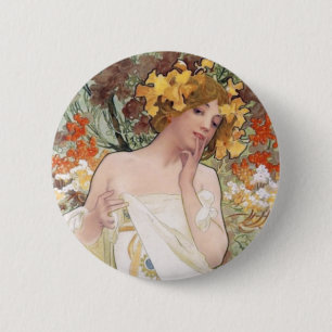 Art Nouveau - Mucha - Perfume Ad 6 Cm Round Badge