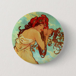 Art Nouveau - Mucha - Summer 6 Cm Round Badge