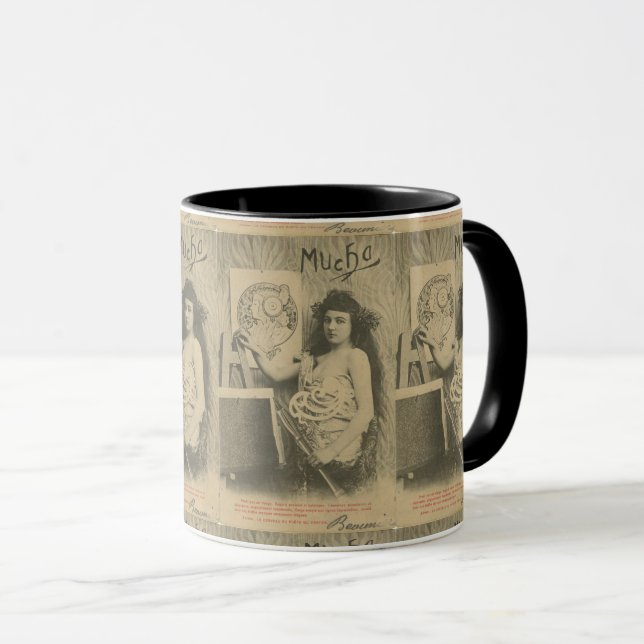 Art nouveau Mucha woman art model photograph  Mug (Front Right)
