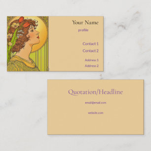 Art-nouveau Muse - spring flowers Business Card