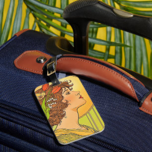 Art Nouveau Muse with Spring Flowers Luggage Tag