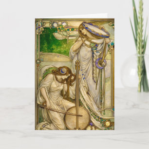 Art Nouveau Music Maidens Vintage Illustration Card