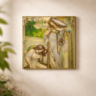 Art Nouveau Music Maidens Vintage Illustration Ceramic Tile