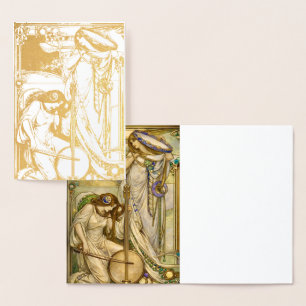 Art Nouveau Music Maidens Vintage Illustration  Foil Card