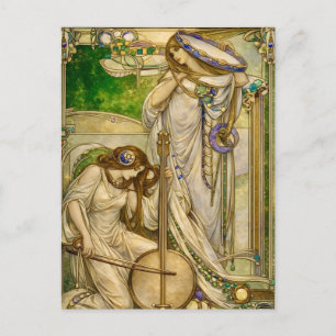 Art Nouveau Music Maidens Vintage Illustration  Postcard