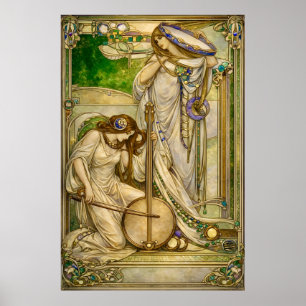 Art Nouveau Music Maidens Vintage Illustration  Poster