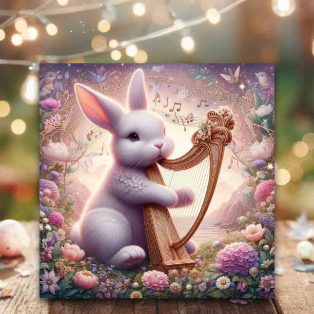 Art Nouveau Musical Rabbit Easter Holiday Card (Creator Uploaded)