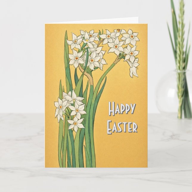 Art Nouveau Narcissus Flowers – Easter Card (Front)