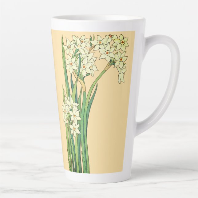 Art Nouveau Narcissus Flowers Latte Mug (Right)