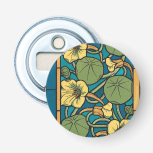 Art Nouveau Nasturtium Blue Gold floral Verneuil Bottle Opener