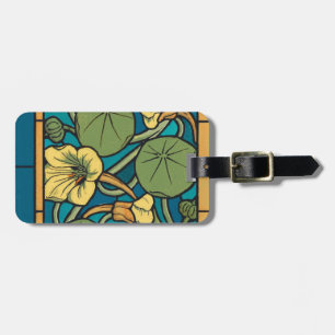 Art Nouveau Nasturtium Blue Gold floral Verneuil Luggage Tag
