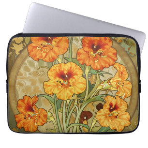 Art Nouveau Nasturtium Floral Pattern Laptop Sleeve