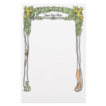 Art Nouveau Nature Themed Stationery - Watercolor