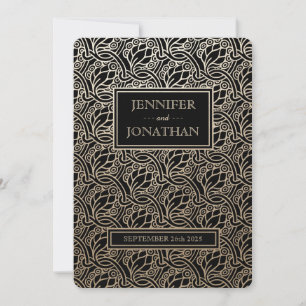 Art Nouveau Nature Wedding Invitations Gold Foil