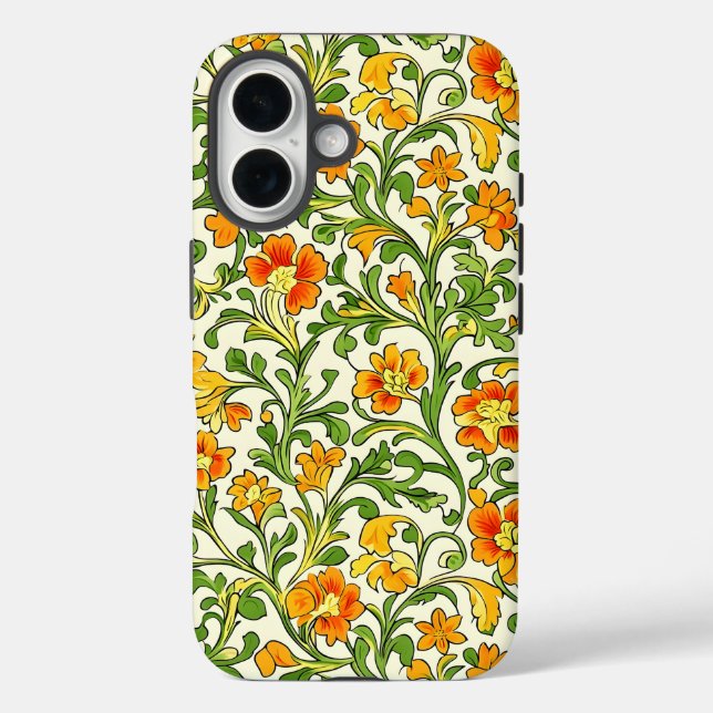  Art Nouveau orange and yellow floral pattern  Case-Mate iPhone Case (Back)