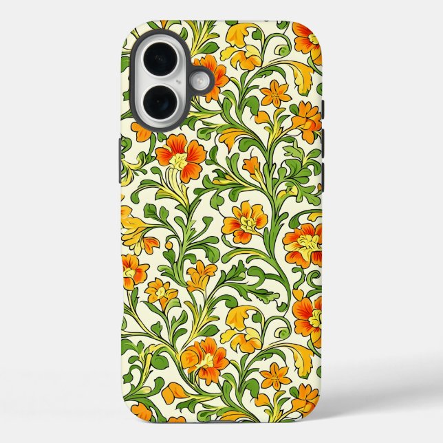  Art Nouveau orange and yellow floral pattern  Case-Mate iPhone Case (Back)