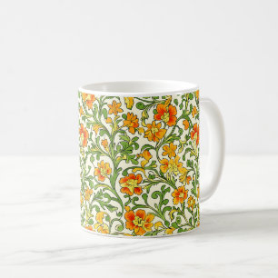 Art Nouveau orange and yellow floral pattern Coffee Mug