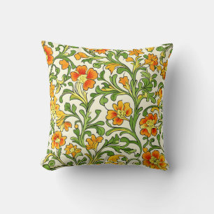  Art Nouveau orange and yellow floral pattern  Cushion