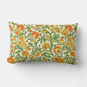 Art Nouveau orange and yellow floral pattern Lumbar Cushion