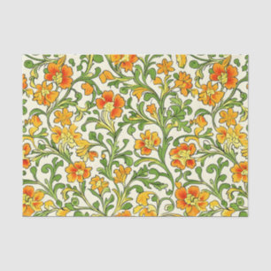 Art Nouveau orange and yellow floral pattern Tissue Paper