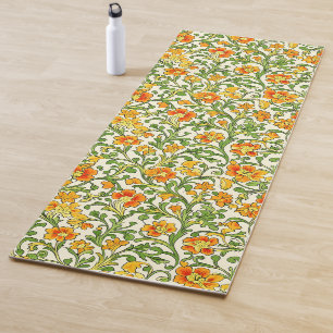 Art Nouveau orange and yellow floral pattern Yoga Mat