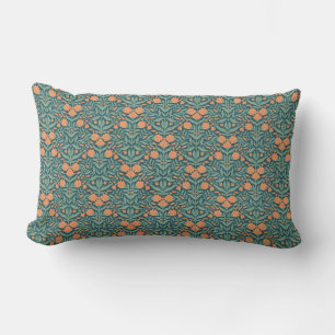 Art Nouveau orange tulip-like floral pattern Lumbar Cushion