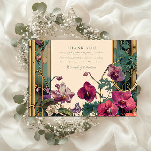 Art Nouveau Orchid Frame Wedding Thank You Card