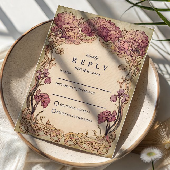 Art Nouveau Orchid Wedding RSVP Card (Creator Uploaded)