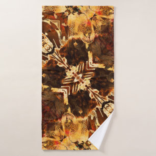 art nouveau ornamental vintage golden and brown pa bath towel